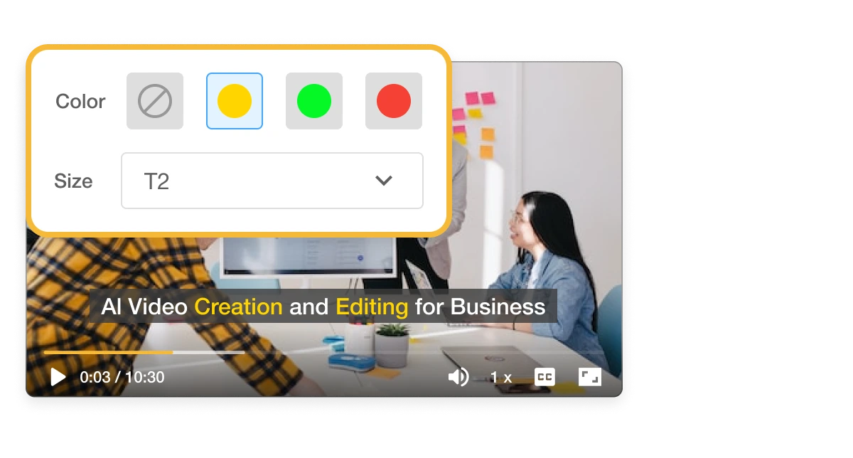 Feature showcasing how to add subtitles to video with AI-powered subtitle highlighting in Visla